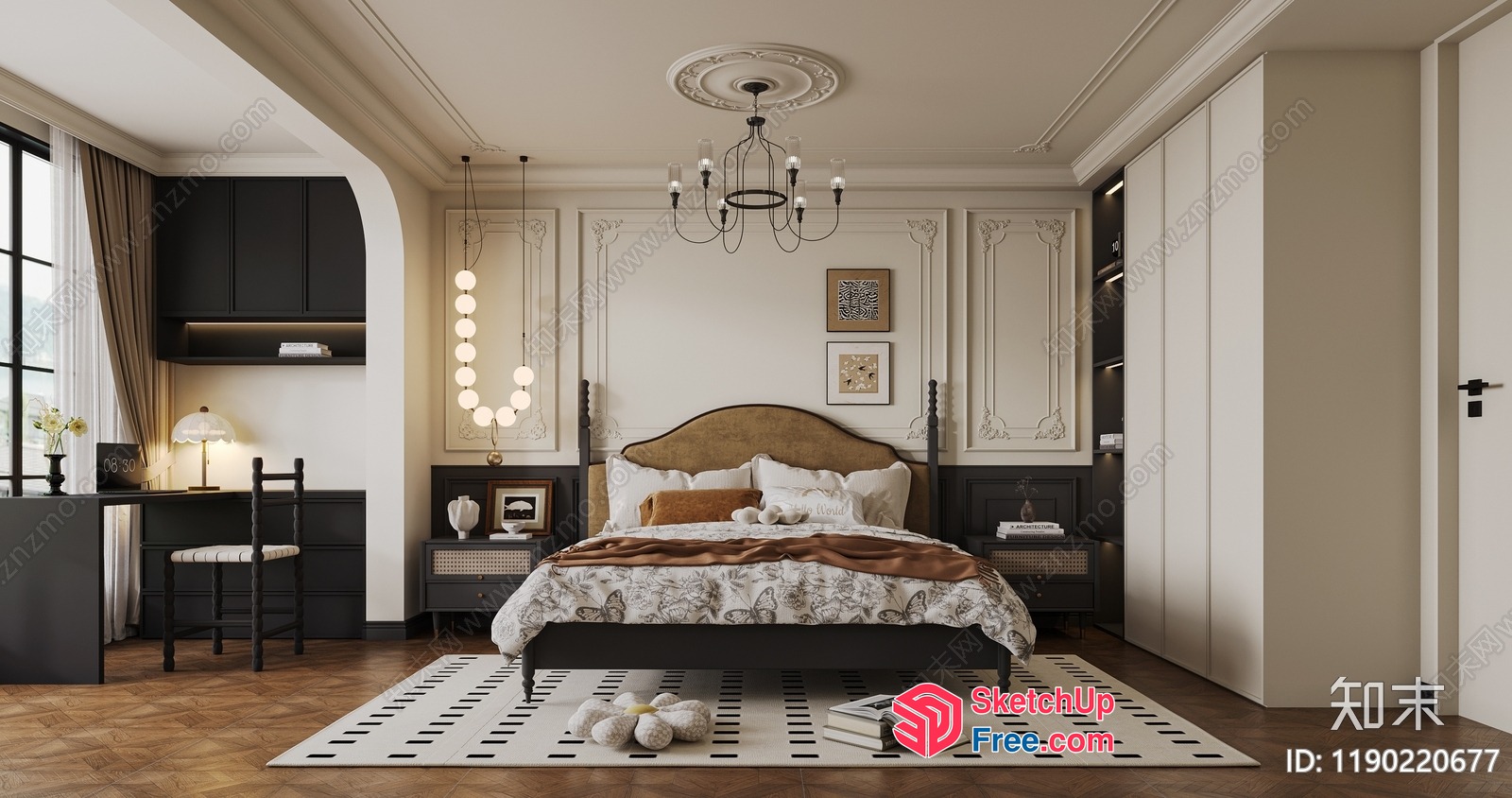 Classic Moulding Bedroom Interior 3D SketchUp File