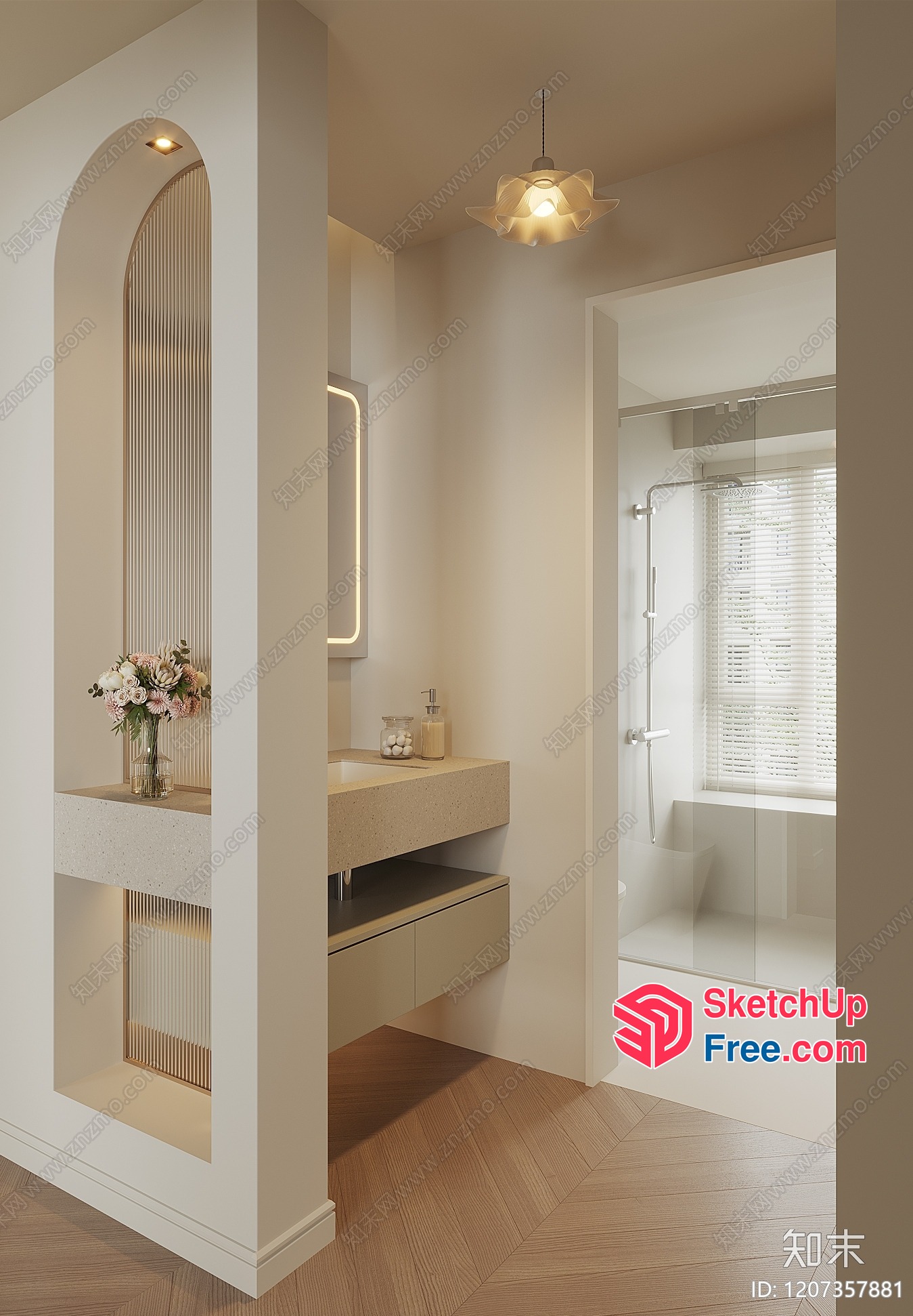 Minimalist Bathroom Decor With Elegant Lighting 3D SketchUp File