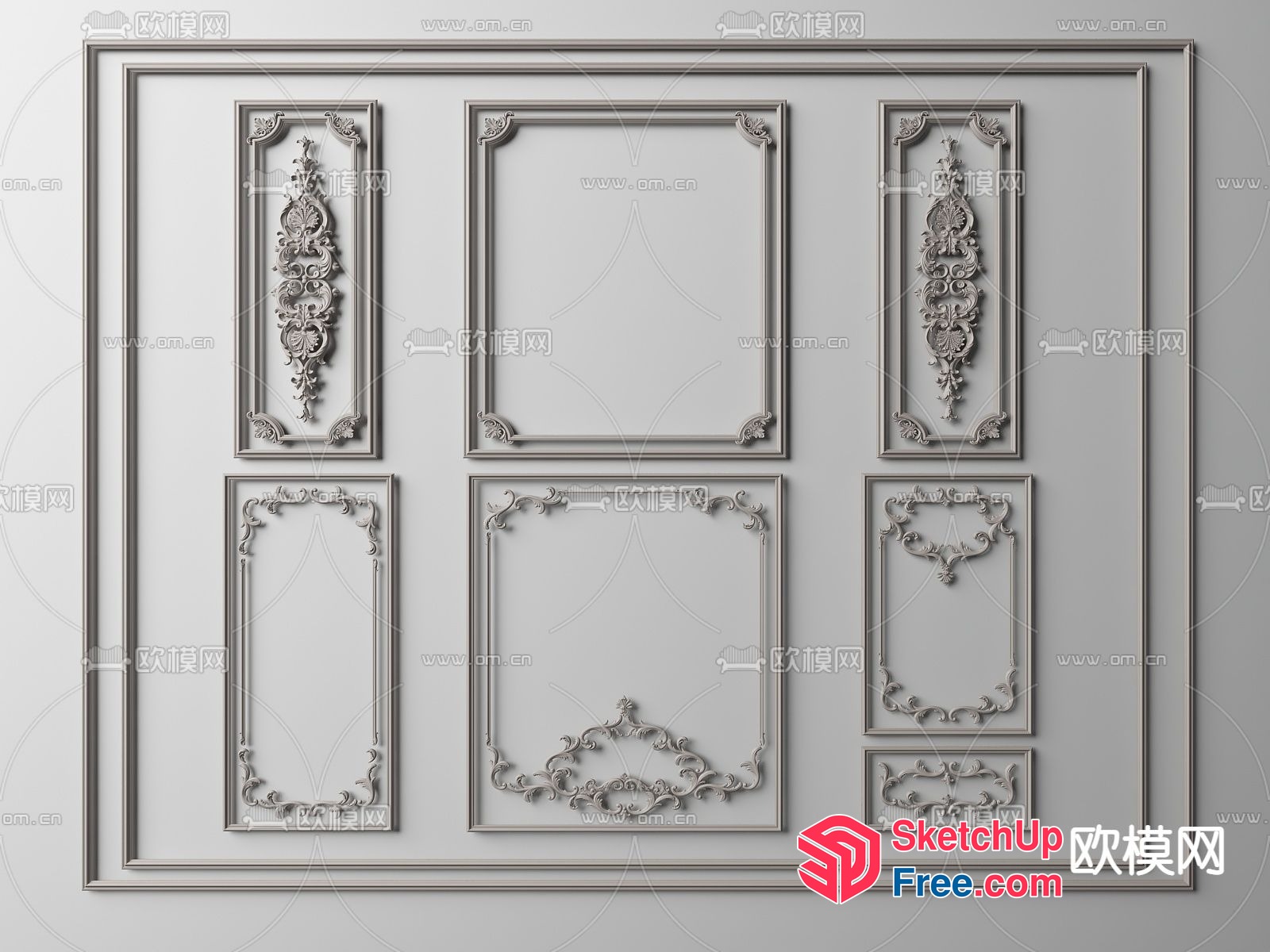 Ornate Wall Decorations With Carved Details 3D SketchUp File
