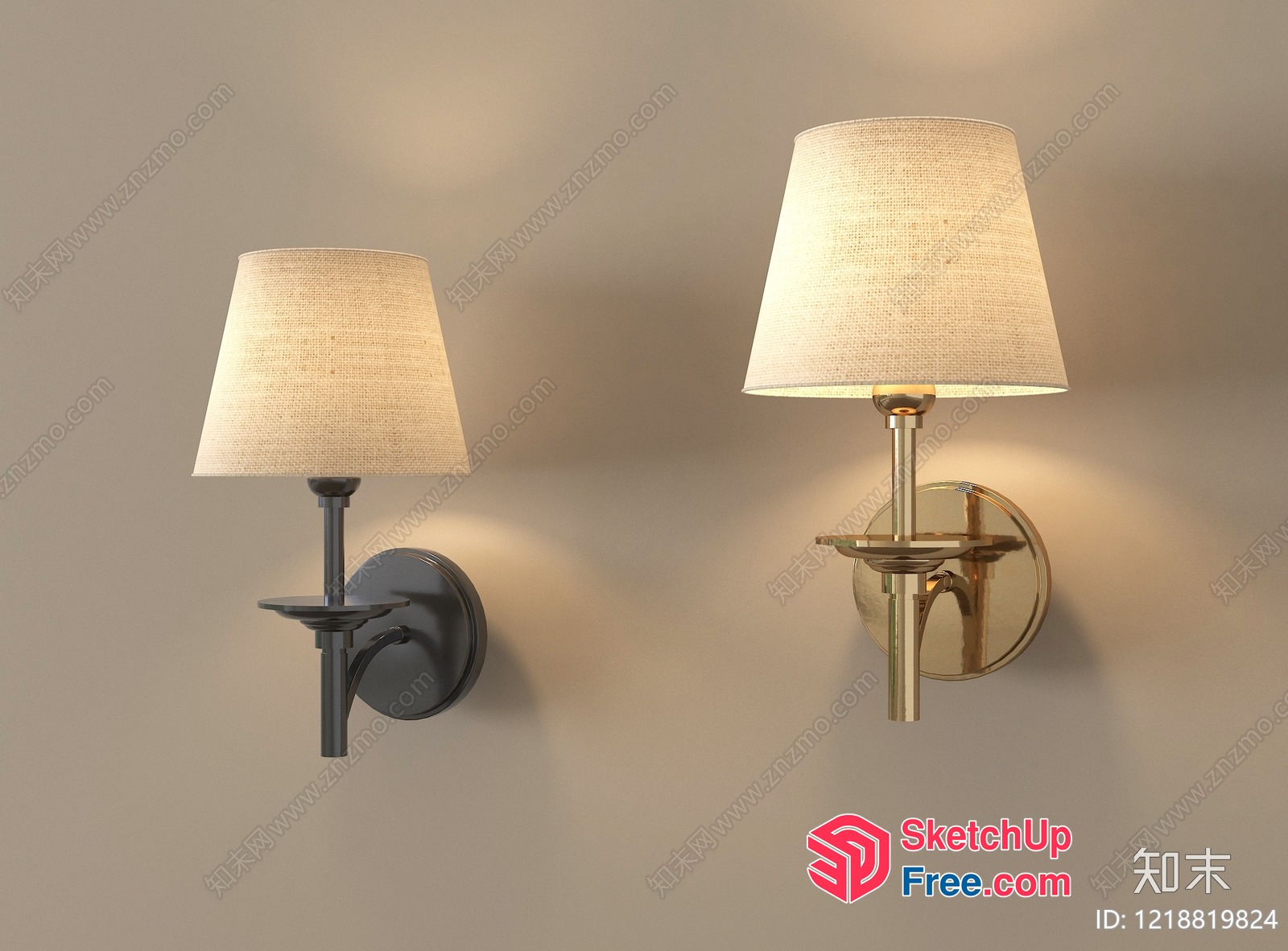Elegant Wall Lamps With Creamy Shades 3D SketchUp File