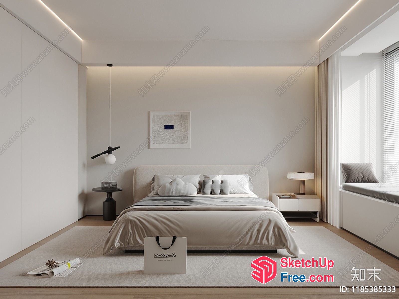 Modern Minimalist Bedroom Interior 3D SketchUp File