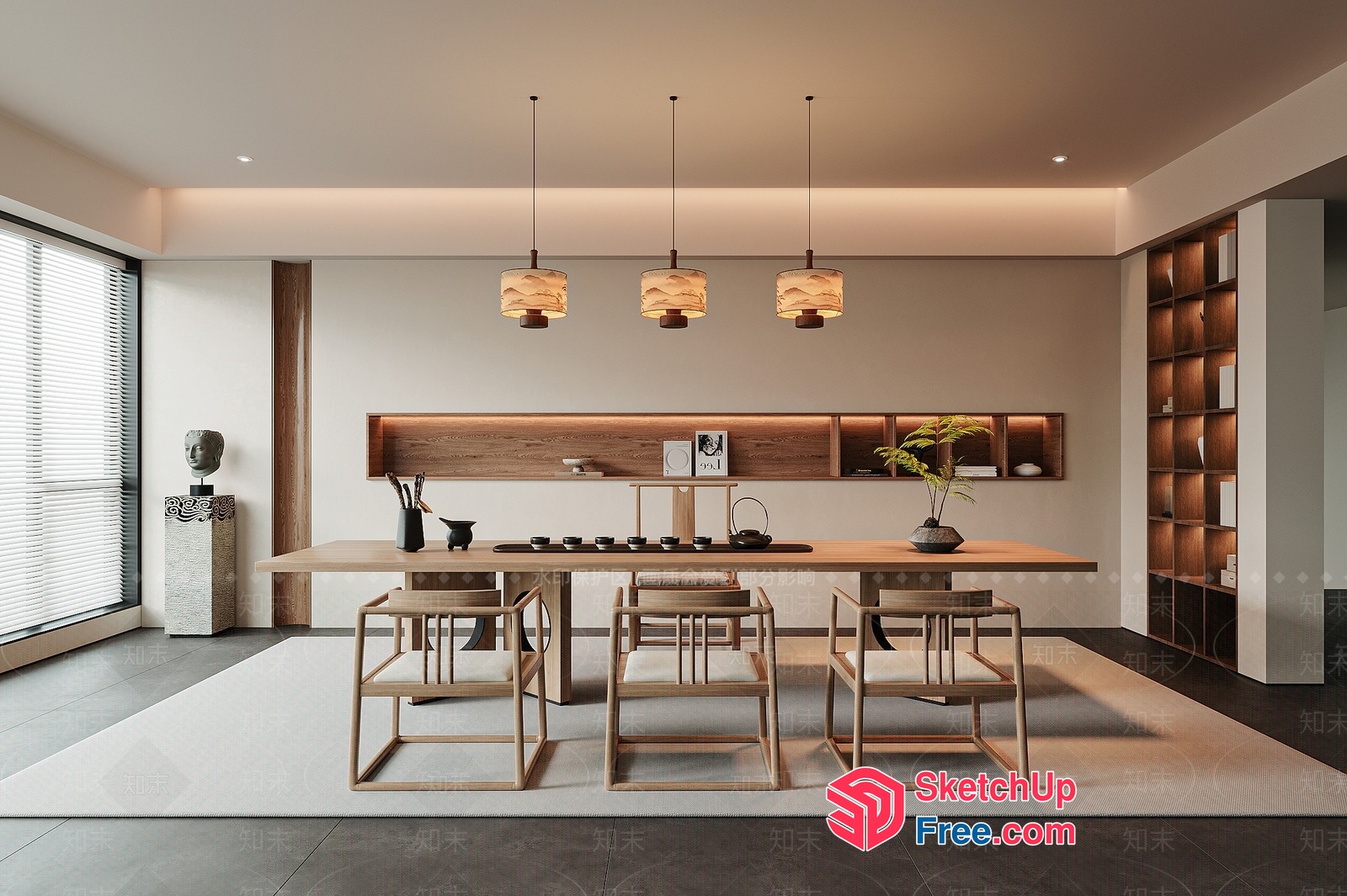 Japanese Inspired Minimalist Interior Design 3D SketchUp File