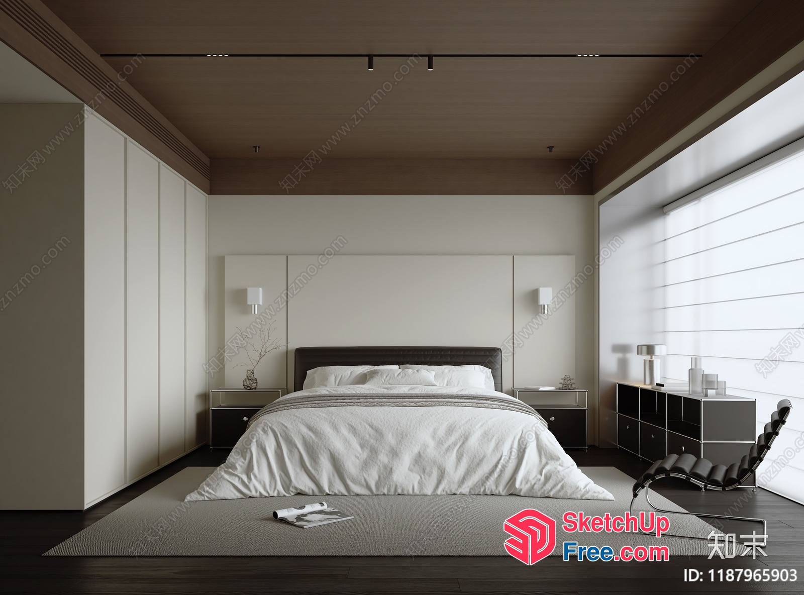 Modern Minimalist Bedroom Interior 3D SketchUp File