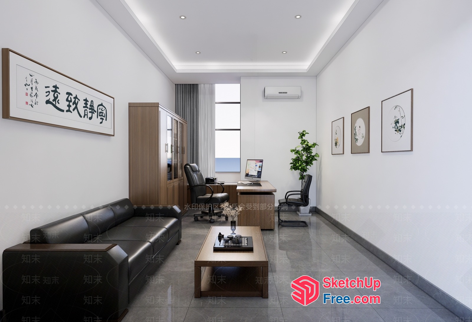 Modern Office Space With Sleek Furniture And Decor 3D SketchUp File