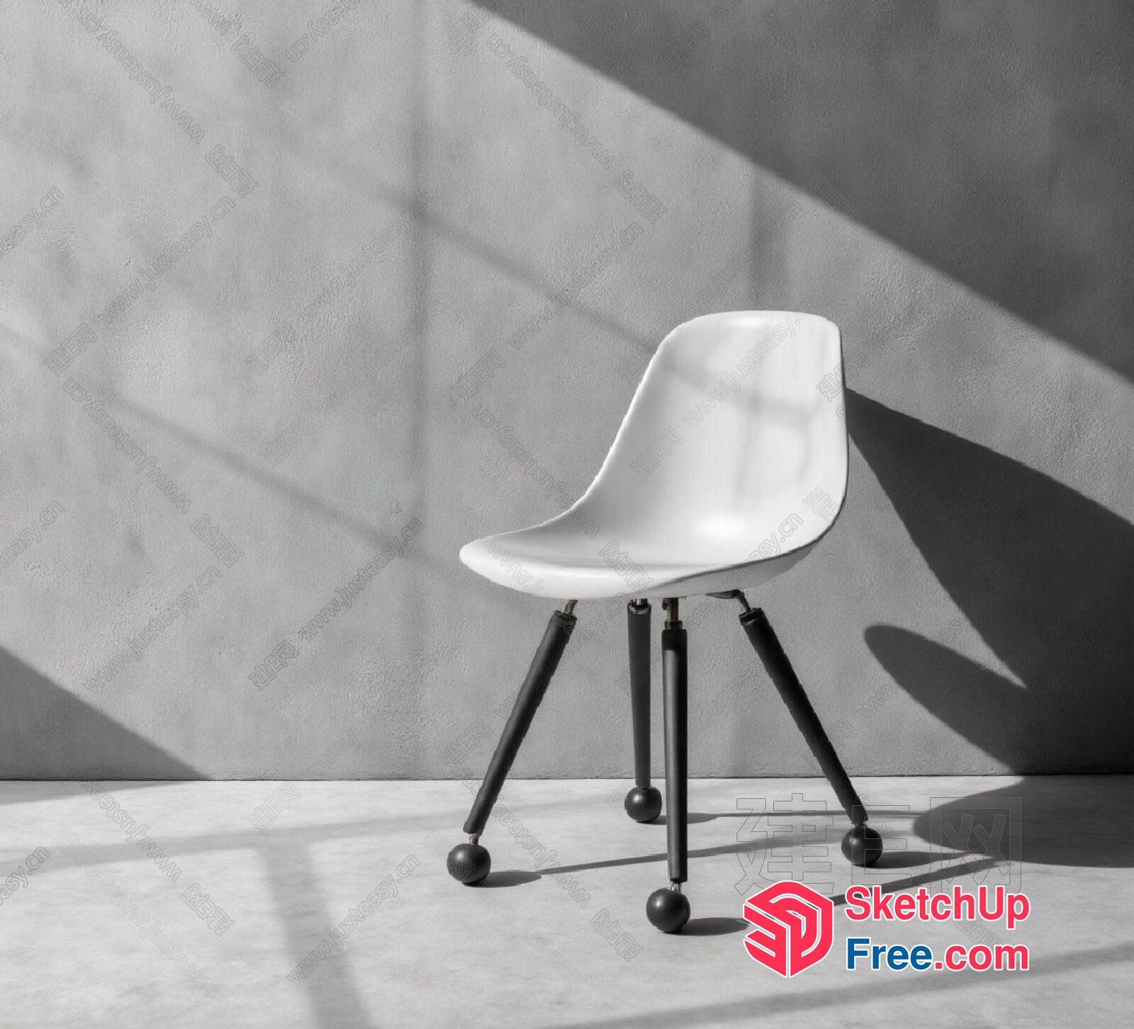 Modern Minimalist White Chair In Sunlit Room 3D SketchUp File