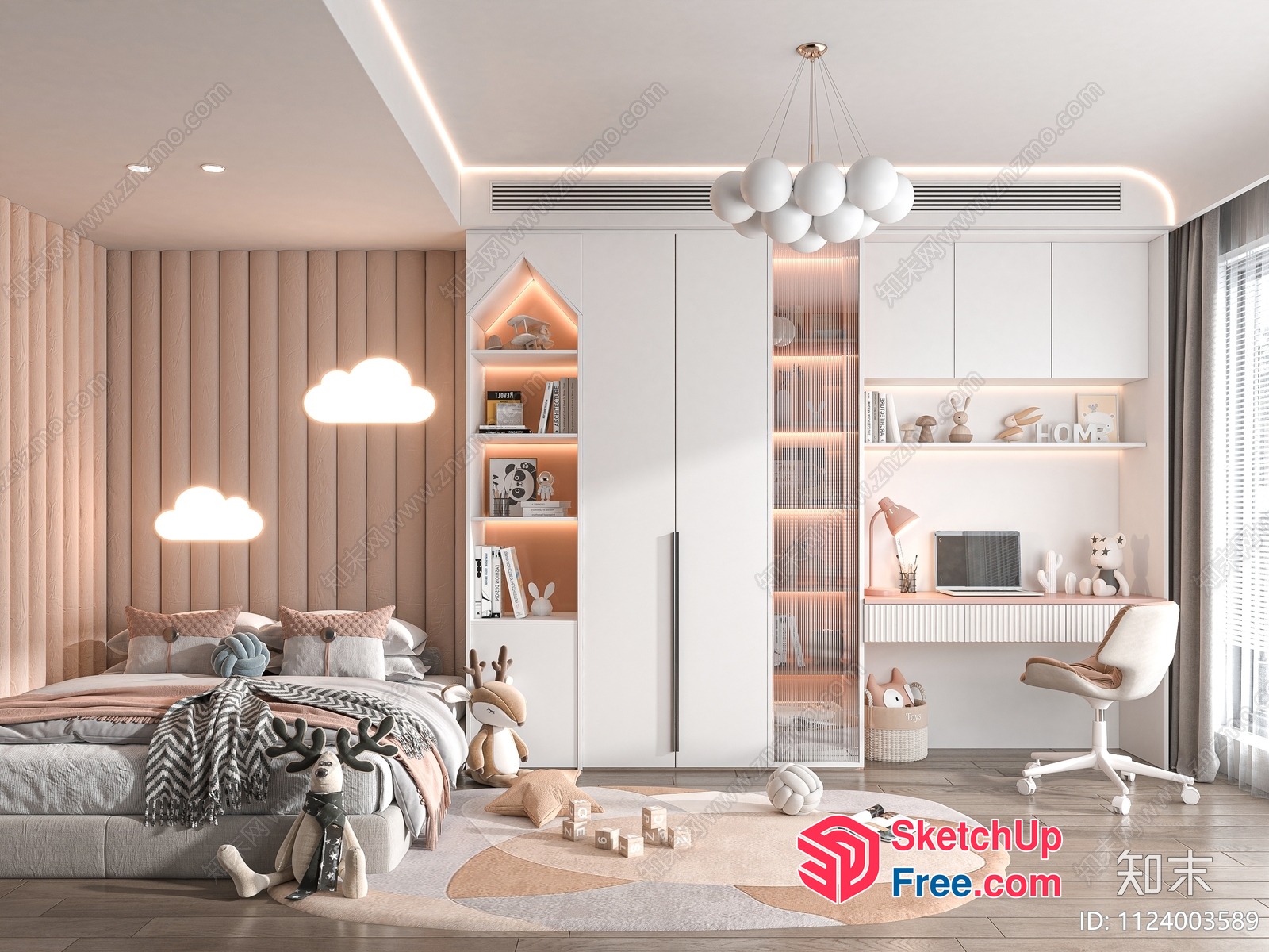 Modern Japanese Style Minimalist Bedroom Interior Design 3D SketchUp File