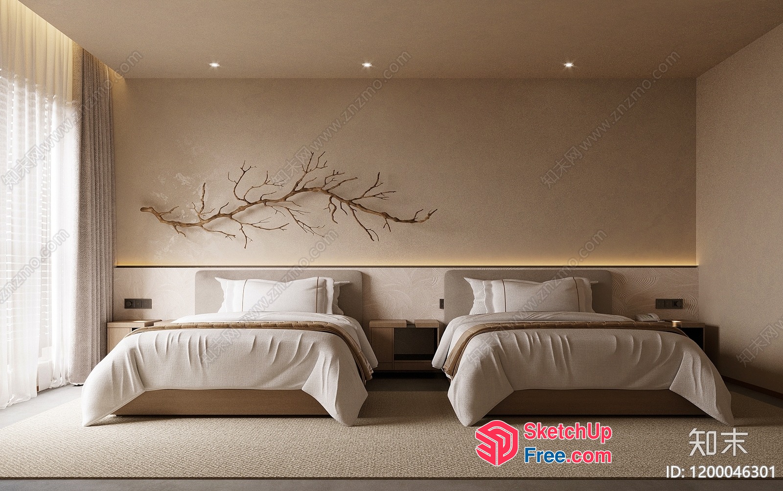 Elegant And Cozy Modern Bedroom 3D SketchUp File