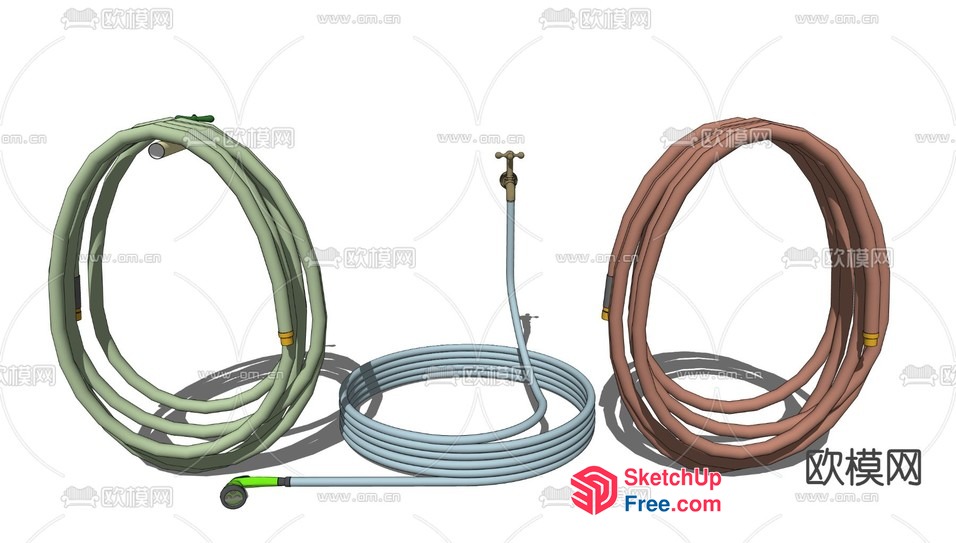 Coiled Garden Hose Set 3D SketchUp File