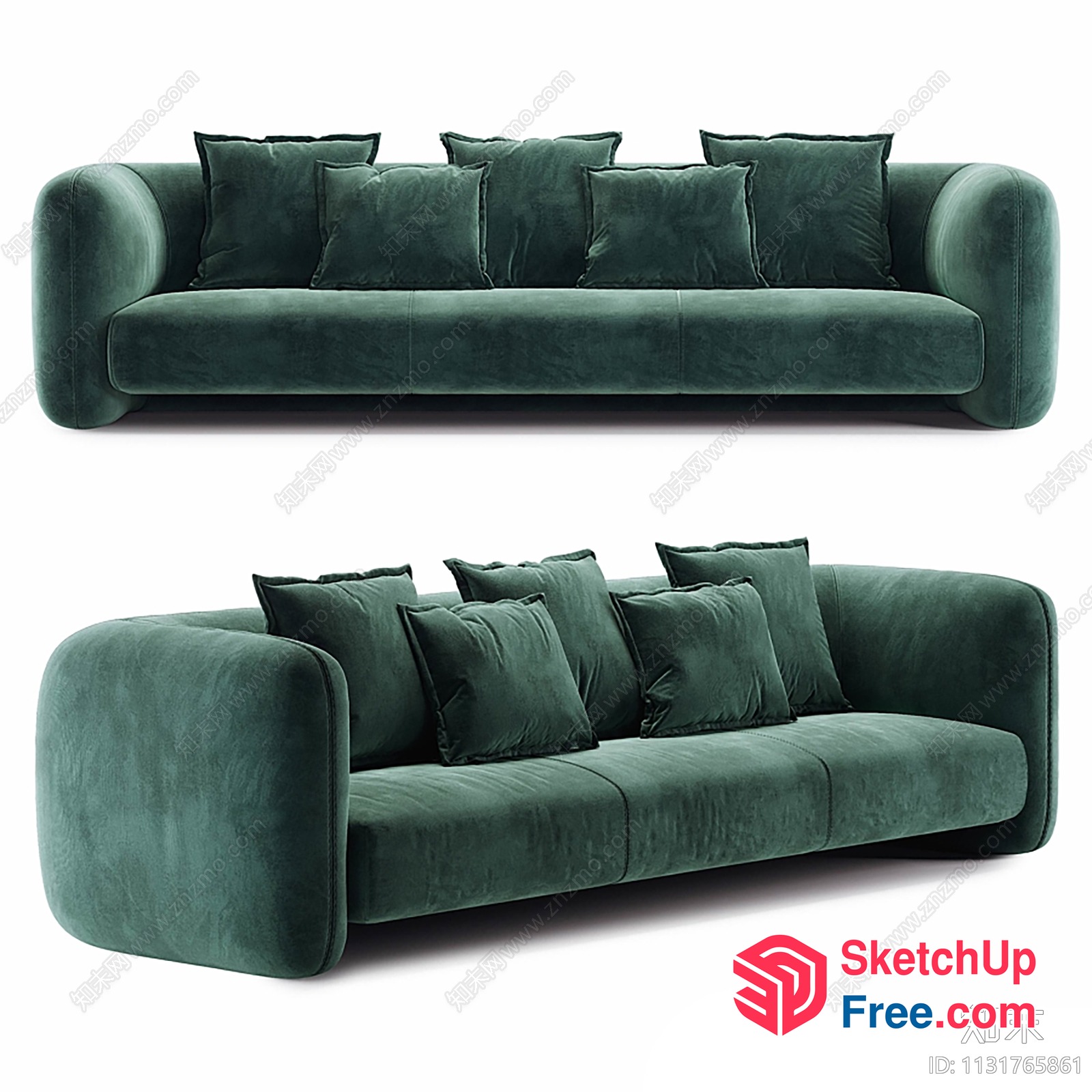 Elegant And Modern Green Velvet Sofa 3D SketchUp File