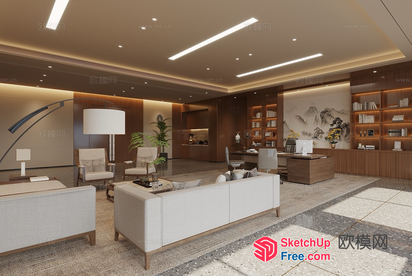 Luxurious Modern Office Space With Elegant Decor 3D SketchUp File