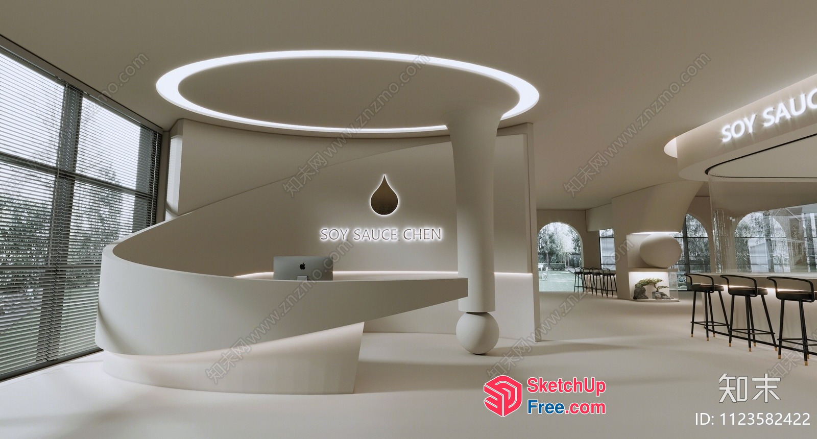 Modern Minimalist Interior With Curved Lines And White Walls 3D SketchUp File