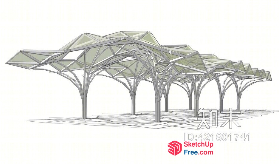 Architectural Design Of A Modern Pavilion With A Unique Roof Synthesis 3D SketchUp File