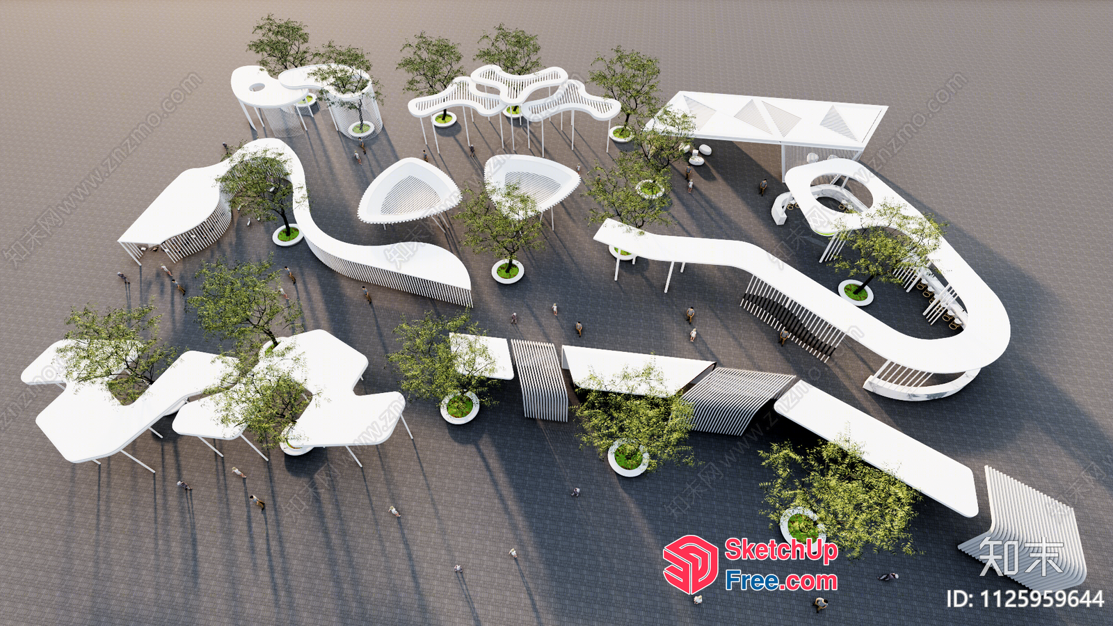 Futuristic Commercial Street Design With Modern Architecture And Decor 3D SketchUp File