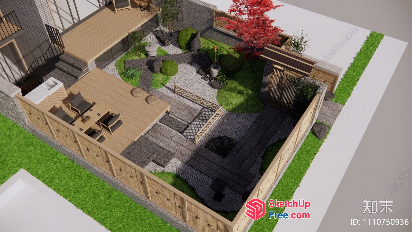 Japanese Style Villa Exterior Decor 3D SketchUp File