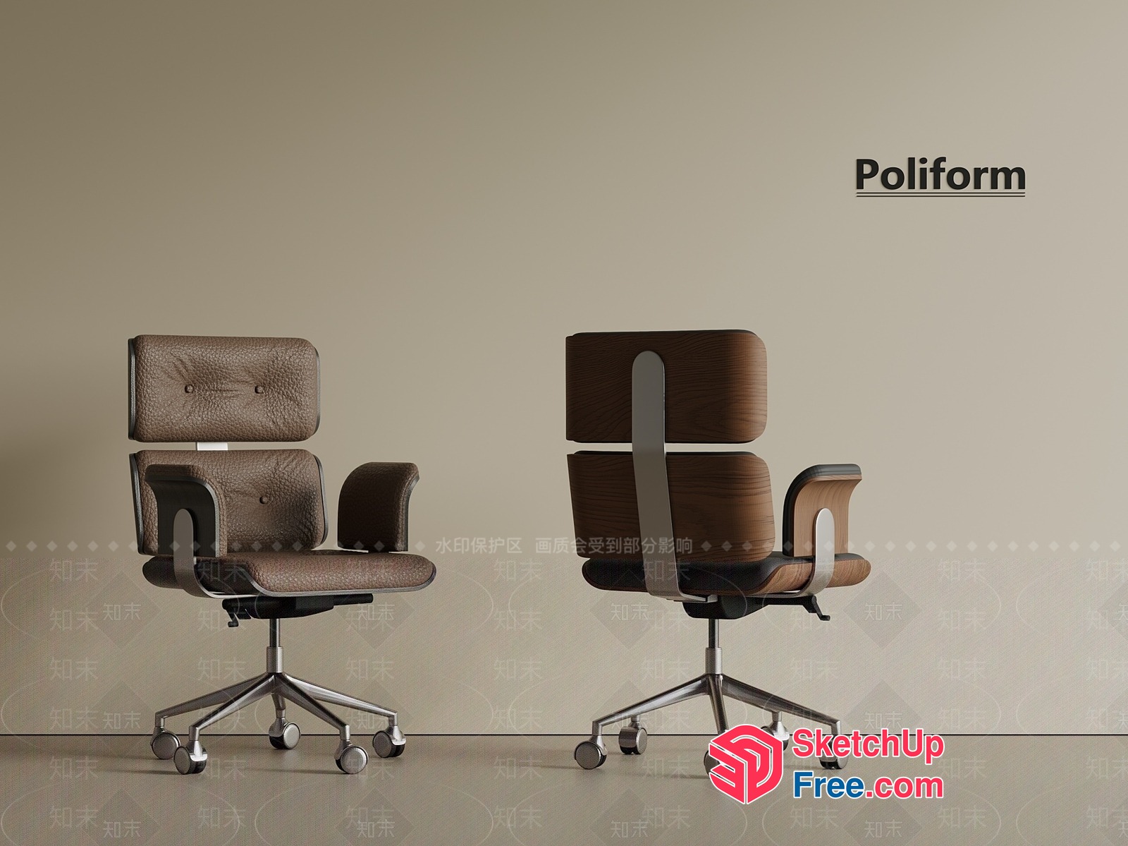 Poliform Office Chairs 3D SketchUp File