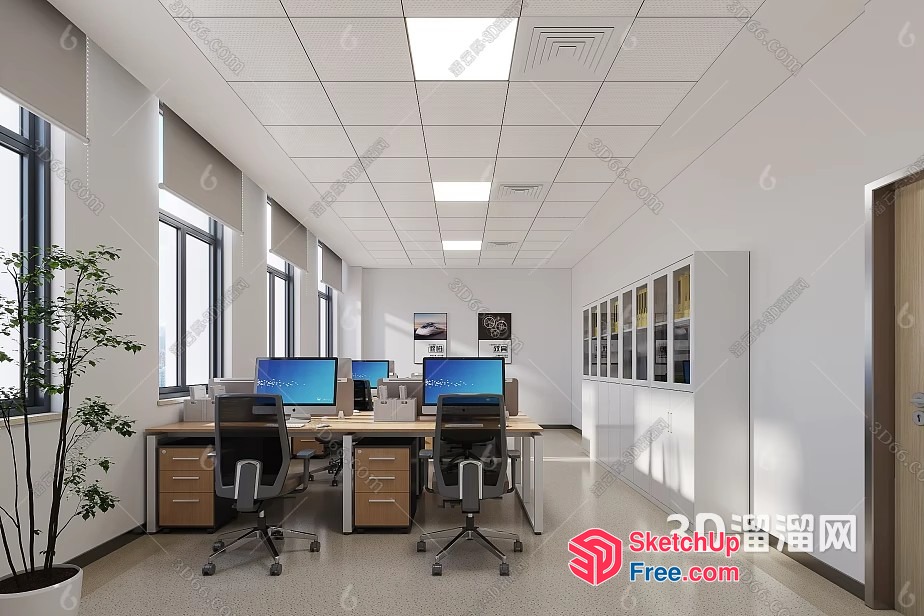 Office Space With Modern Furniture And Natural Light 3D SketchUp File