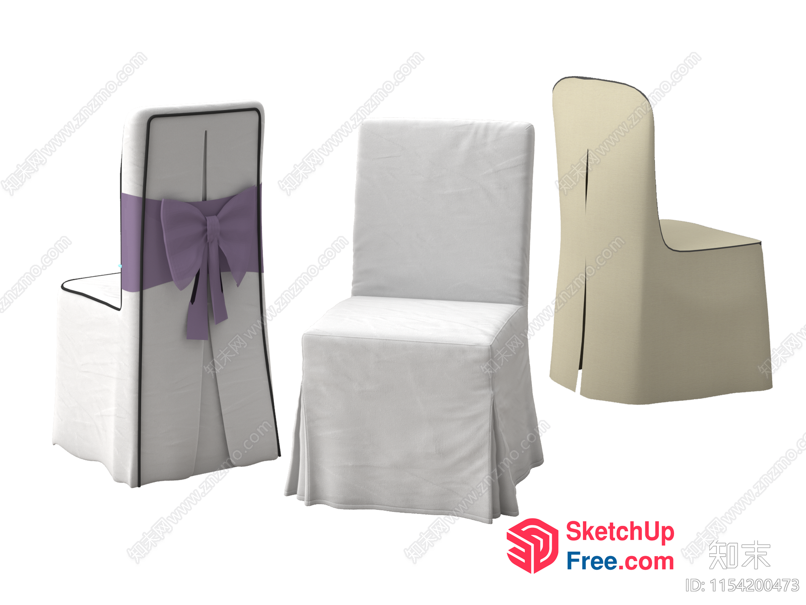 Three Chairs With Decorative Covers 3D SketchUp File