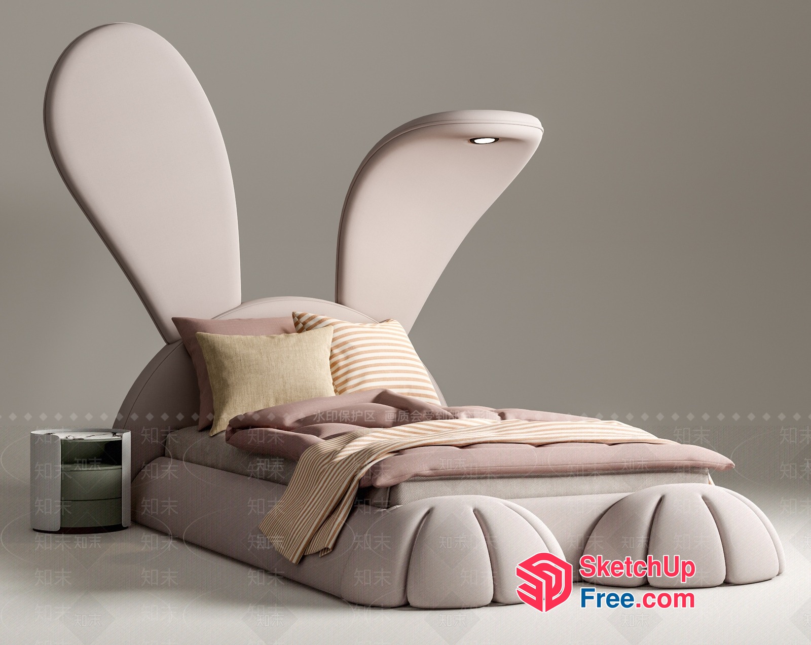 Unique And Creative Bed Design With Rabbit Ear Headboard 3D SketchUp File