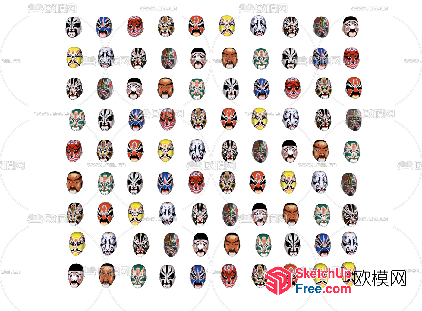 Chinese Opera Masks Collection 3D SketchUp File