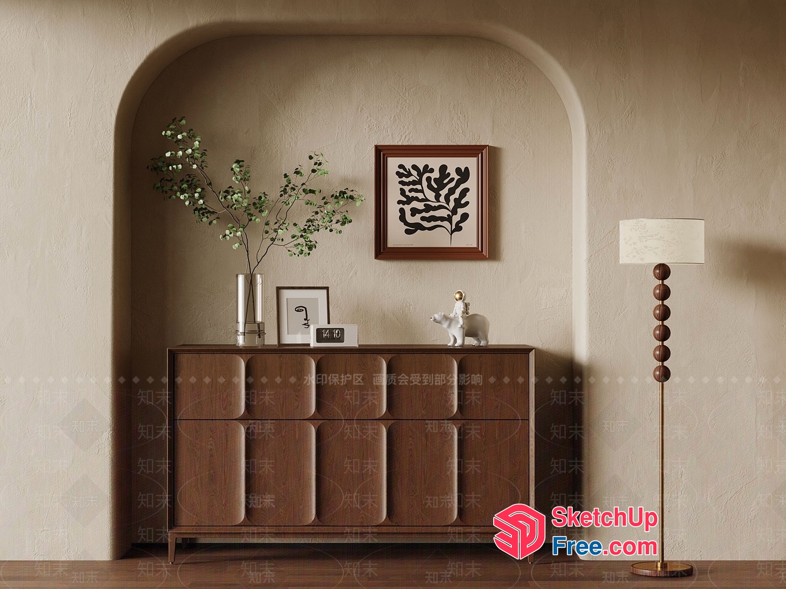 Classic Wooden Furniture And Decor In A Creamy Style 3D SketchUp File