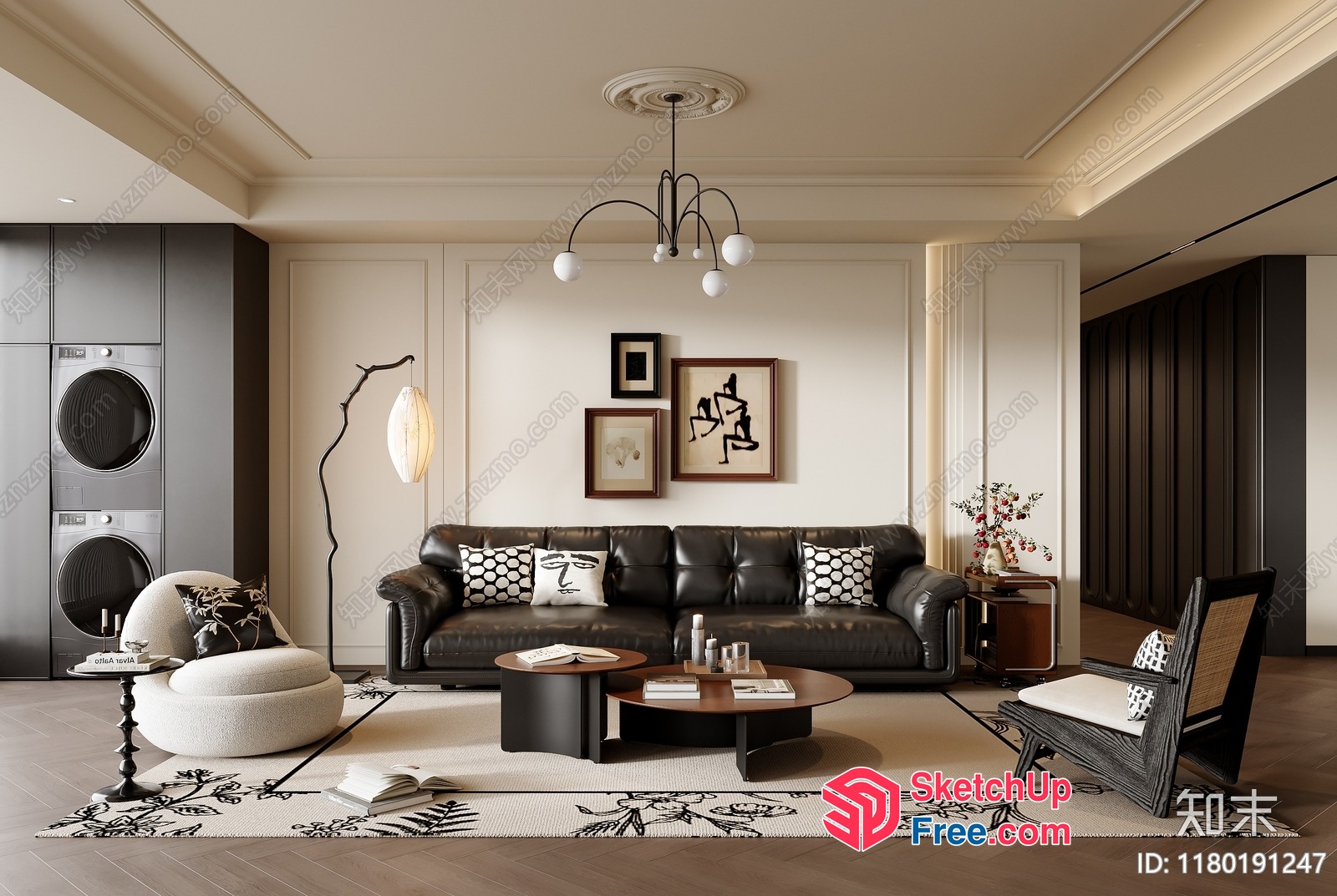 Modern Minimalist Living Room Interior With Elegant Furniture 3D SketchUp File