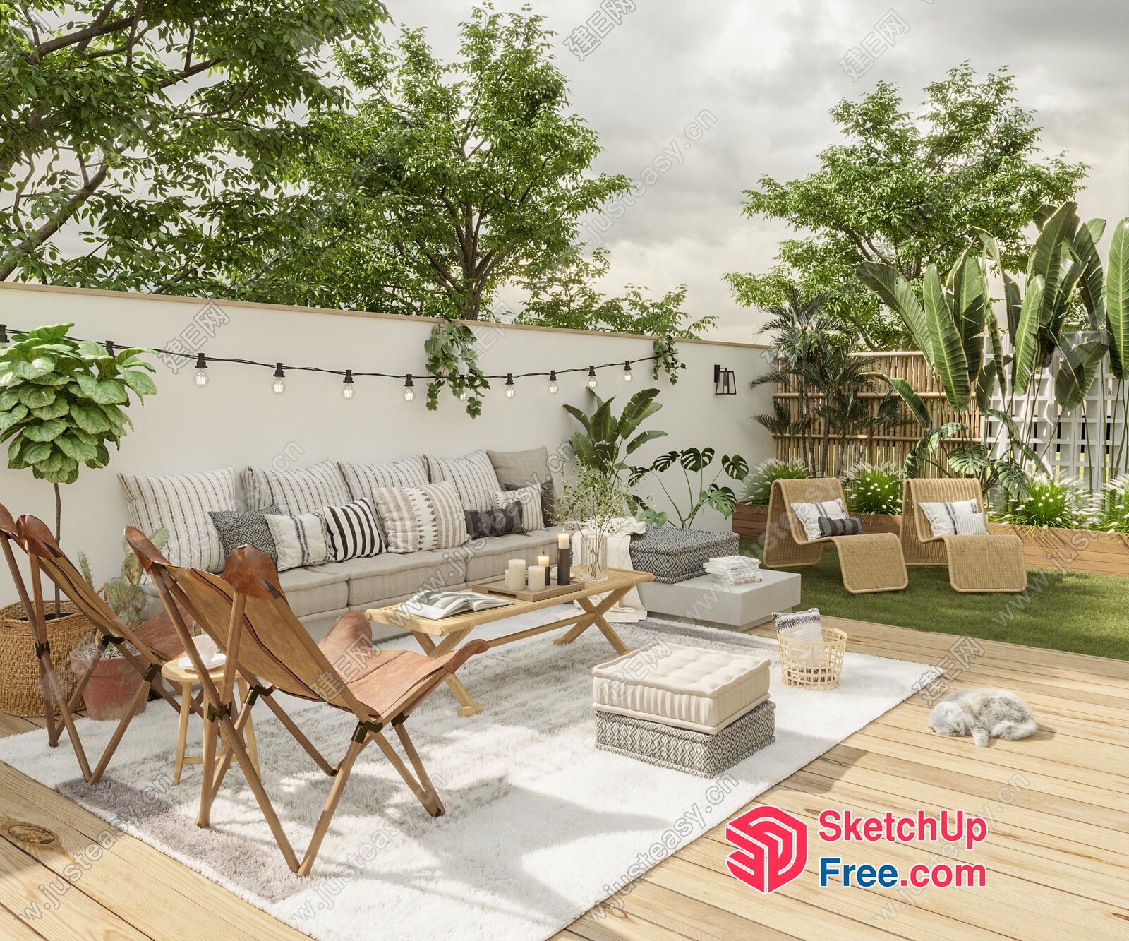 Cozy Outdoor Living Space With Natural Elements 3D SketchUp File