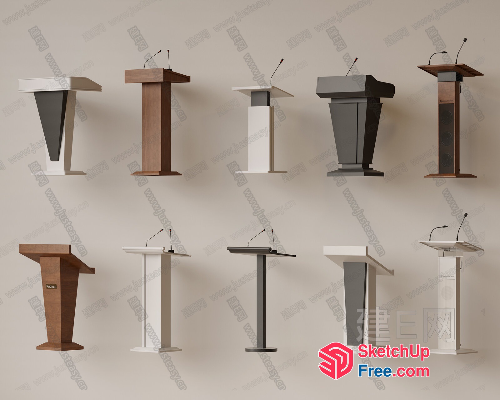 Podiums Of Various Styles And Colors 3D SketchUp File