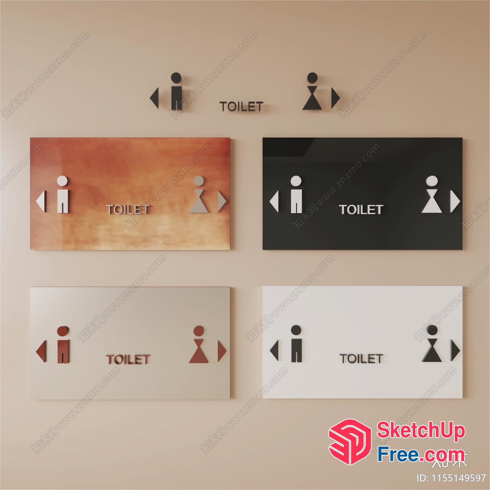 Modern Toilet Signage Designs 3D SketchUp File