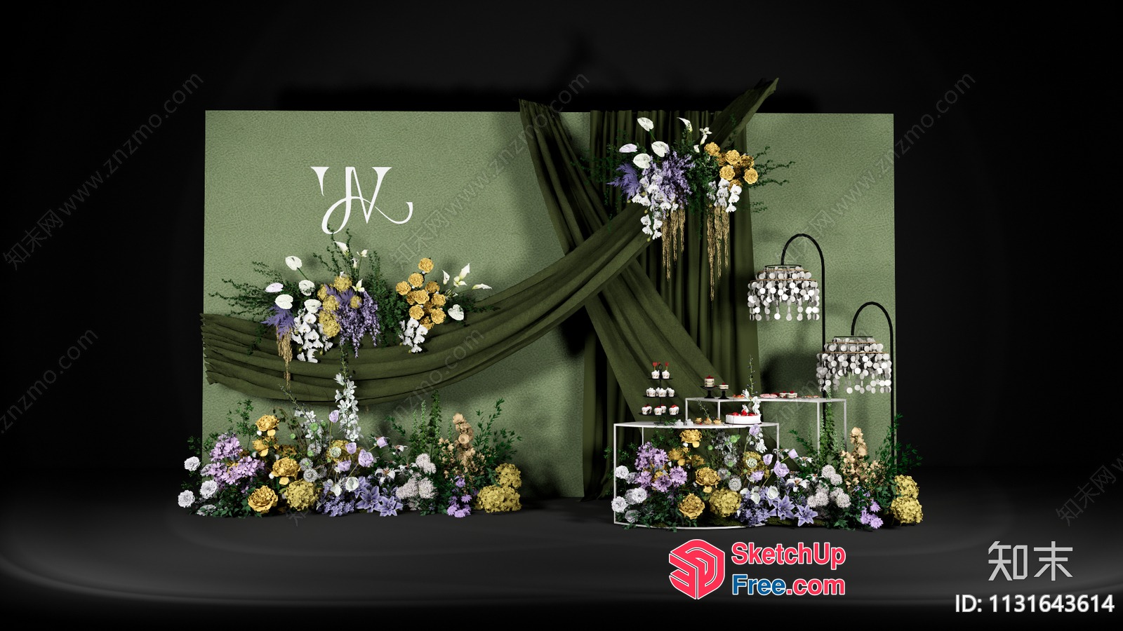 Elegant Floral Arrangement With Monogrammed Letter W 3D SketchUp File