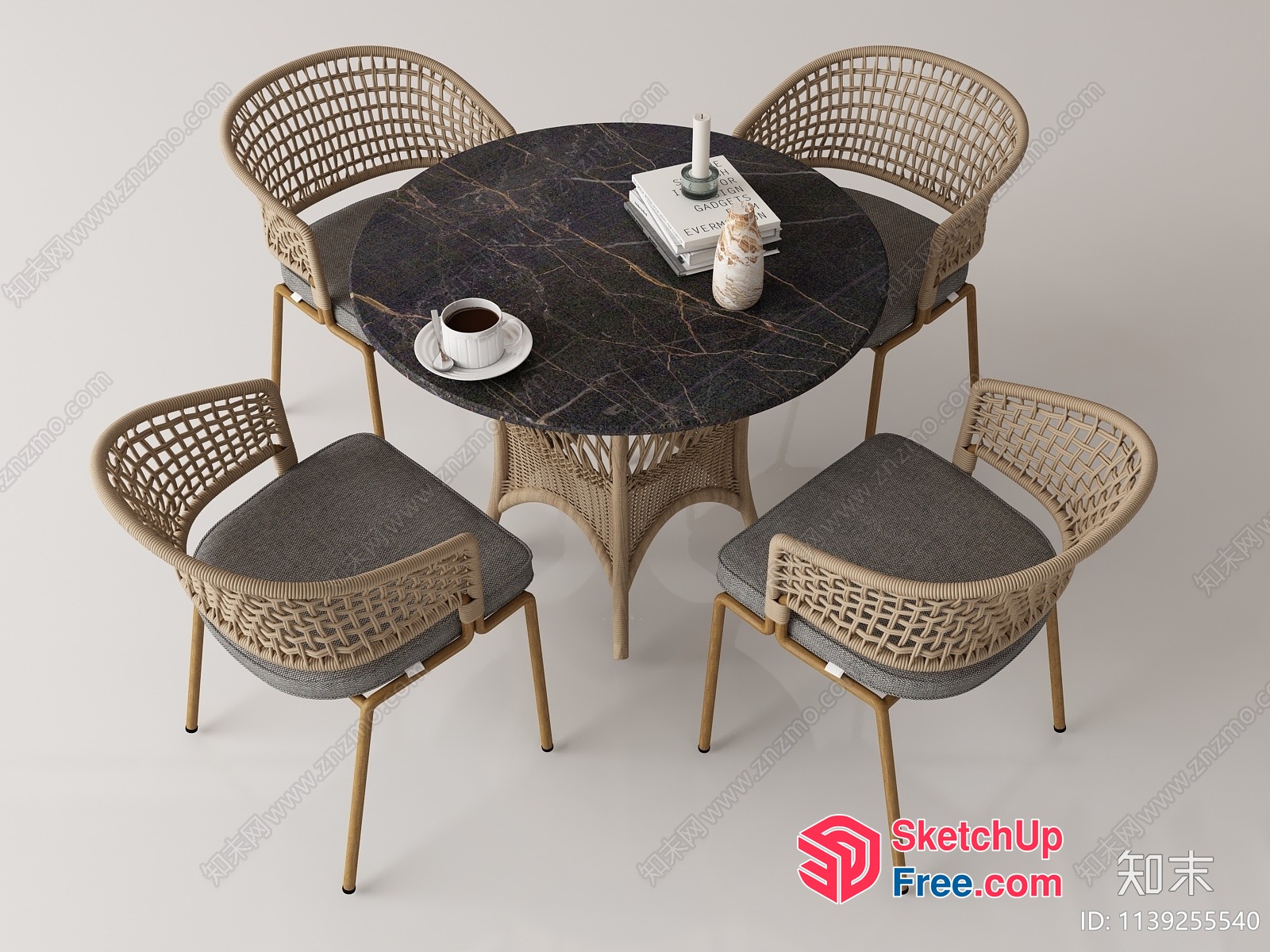 Modern Round Table And Chairs Set 3D SketchUp File