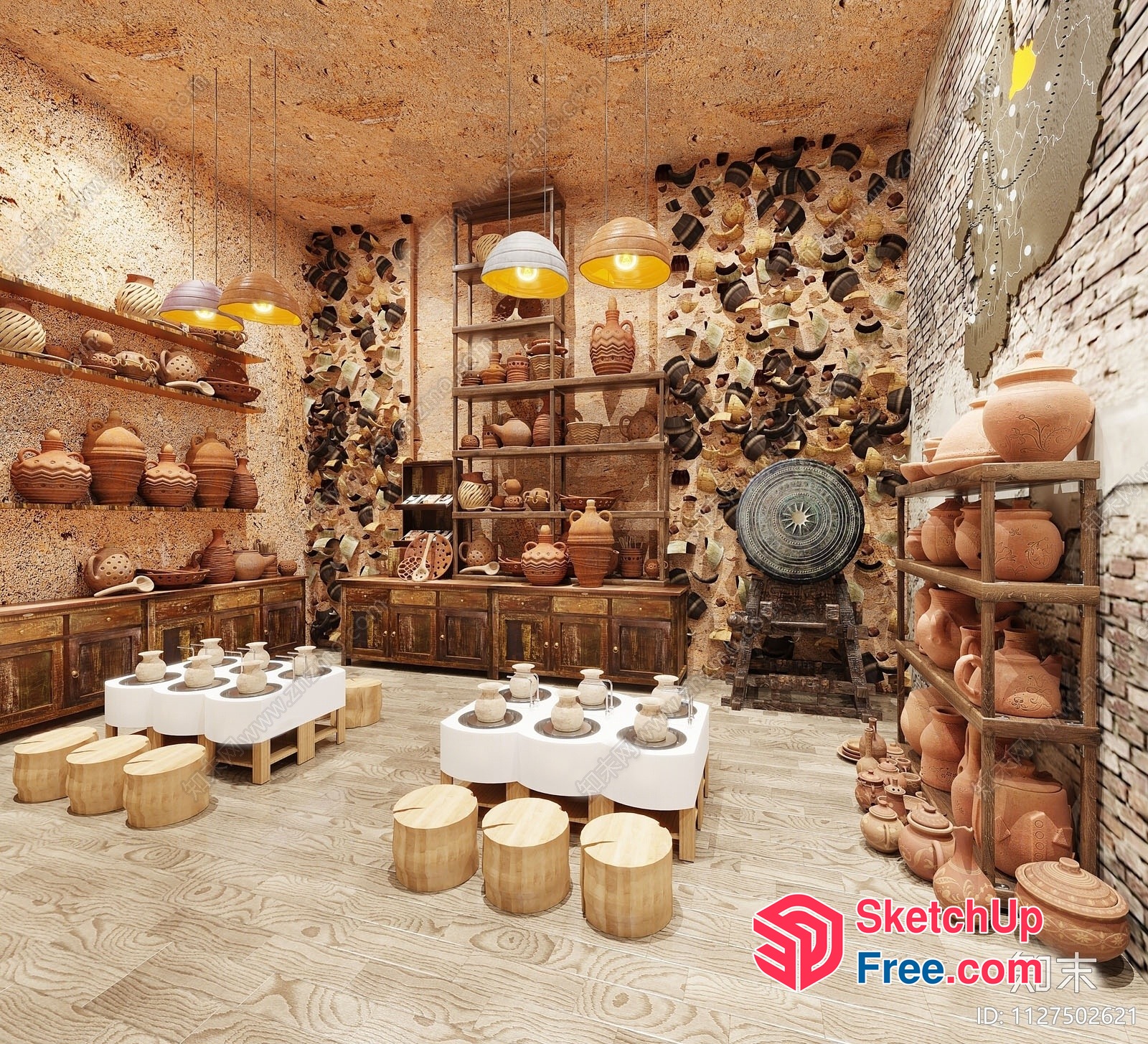 Pottery Display And Seating Area 3D SketchUp File
