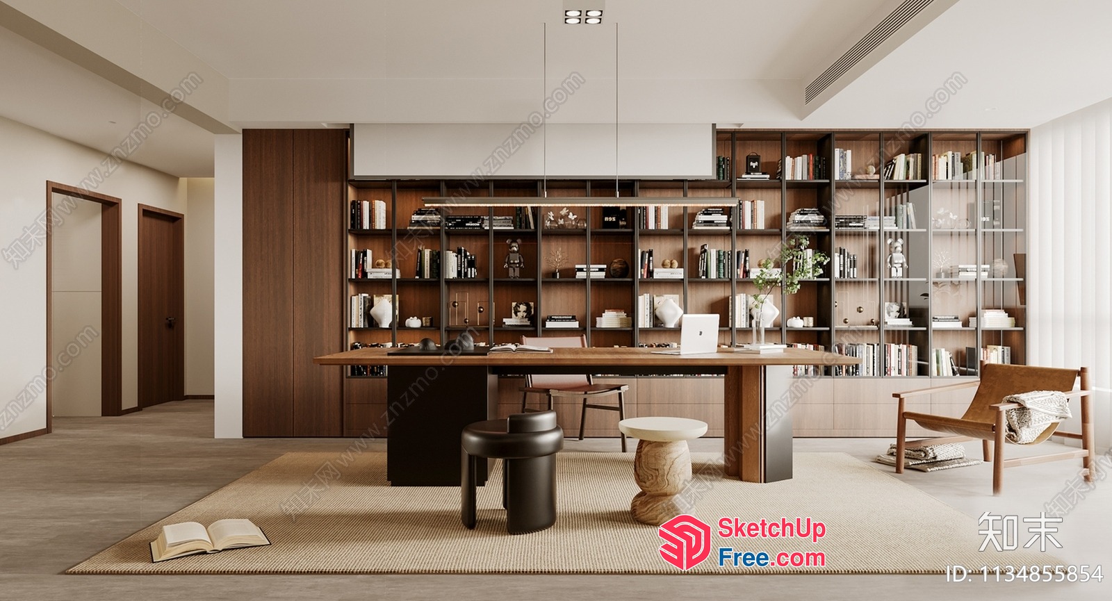 Minimalist Office Space With Natural Wood Accents 3D SketchUp File