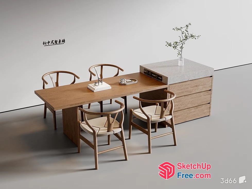 Minimalist Japanese Style Dining Room 3D SketchUp File