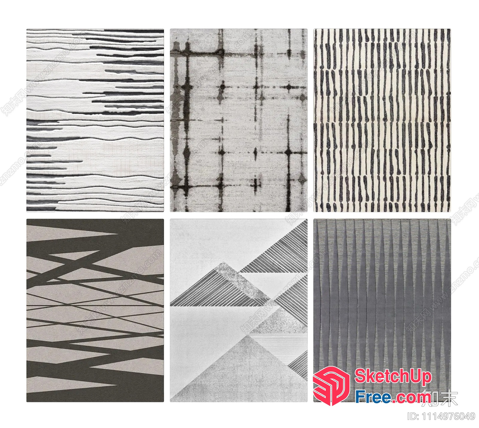 Modern Geometric Patterned Rugs 3D SketchUp File