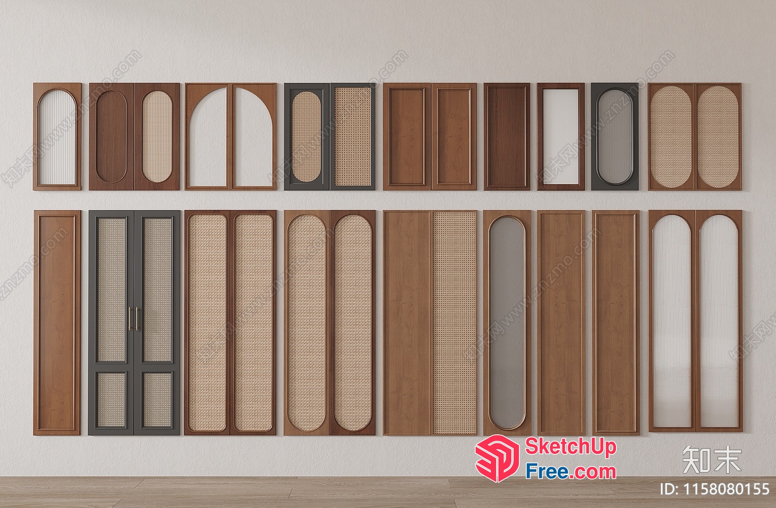 Wooden And Rattan Decorative Wall Panels 3D SketchUp File
