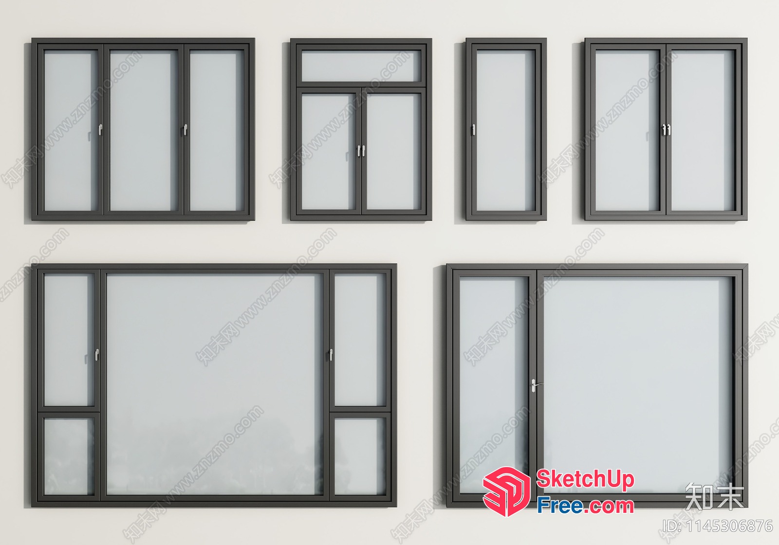 Modern Glass Window And Door Set 3D SketchUp File