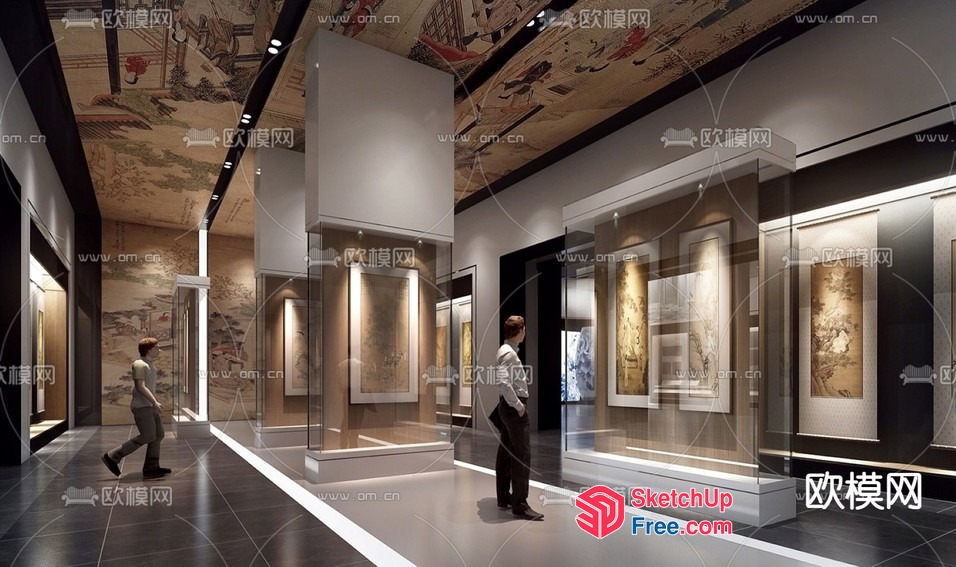 Chinese Art Gallery Interior 3D SketchUp File