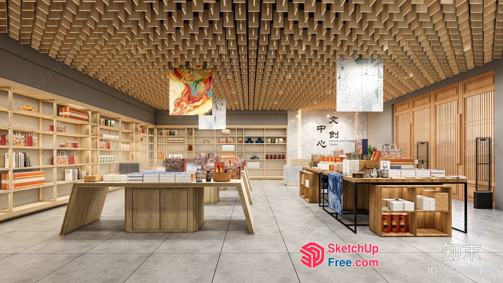 Asian-Inspired Commercial Interior Design 3D SketchUp File