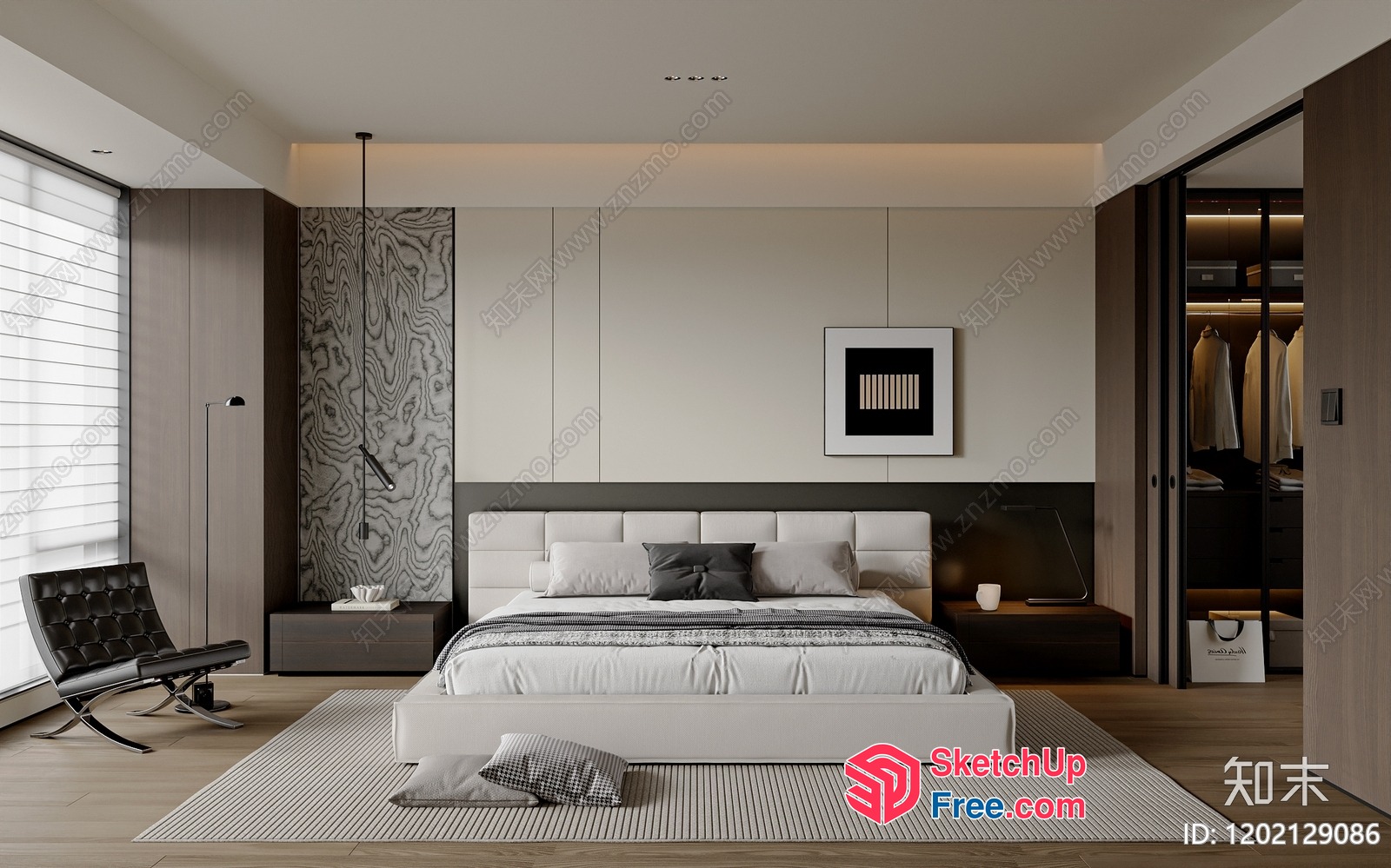 Minimalist Modern Bedroom Interior 3D SketchUp File