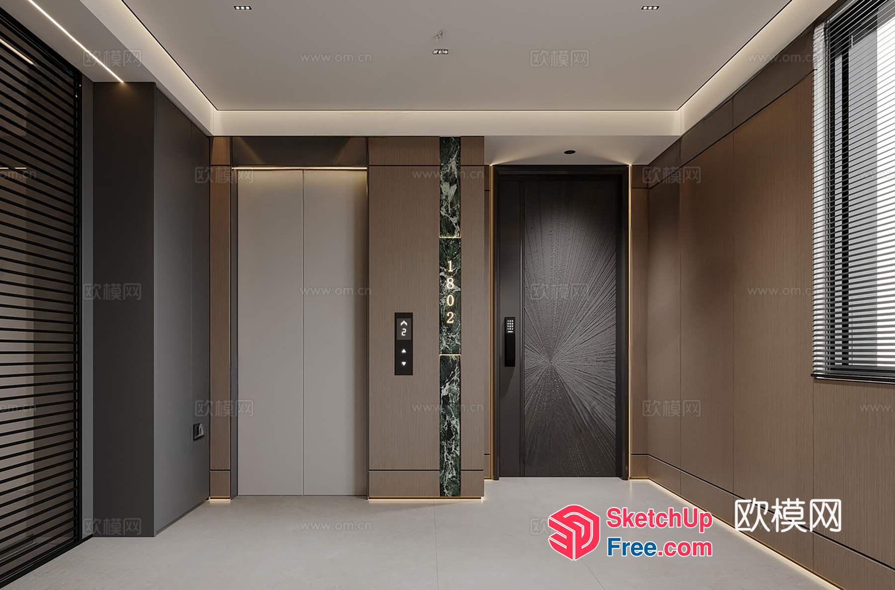 Modern Elevator Interior With Unique Design Elements 3D SketchUp File