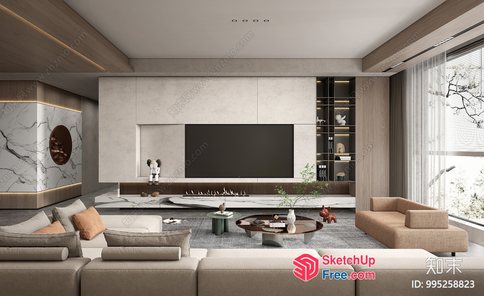 Modern Minimalist Living Room With Neutral Tones And Clean Lines 3D SketchUp File