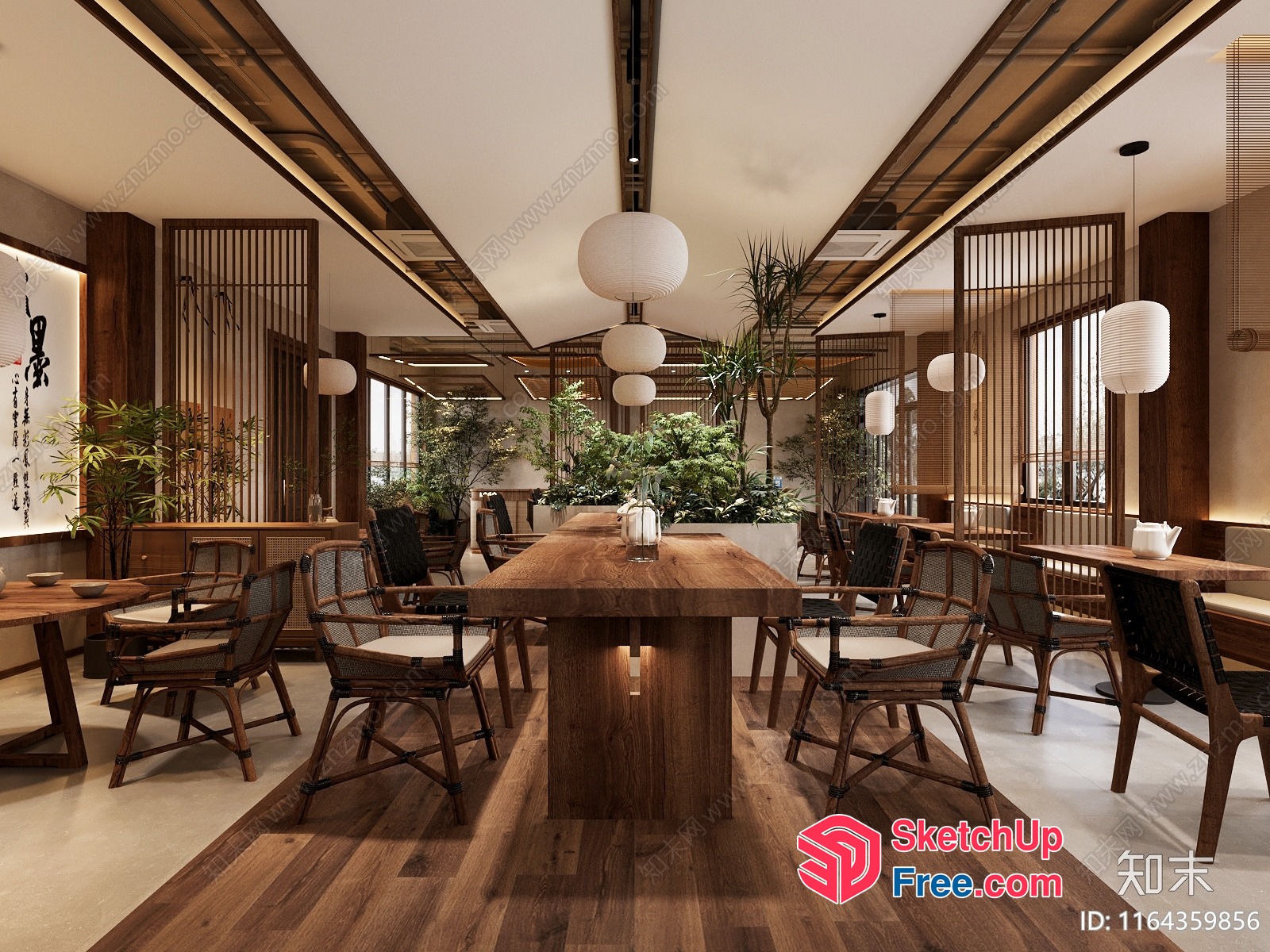 Traditional Japanese Dining Room With Elegant Wood Accents 3D SketchUp File