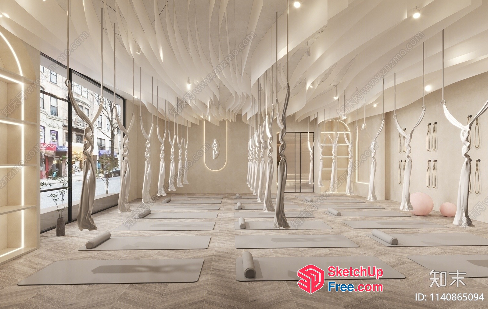 Modern Aesthetic Yoga Studio With Unique Ceiling Design 3D SketchUp File