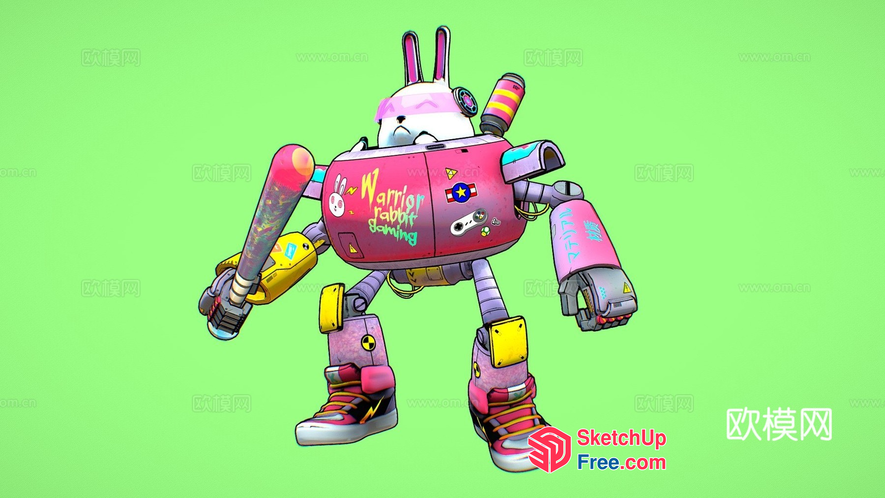Vibrant Warrior Rabbit Mech 3D SketchUp File