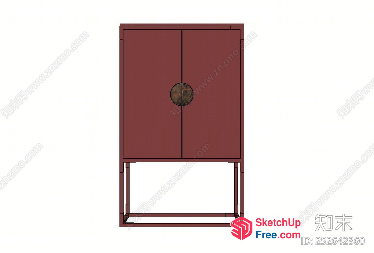 Modern Minimalist Japanese Style Brown Cabinet 3D SketchUp File