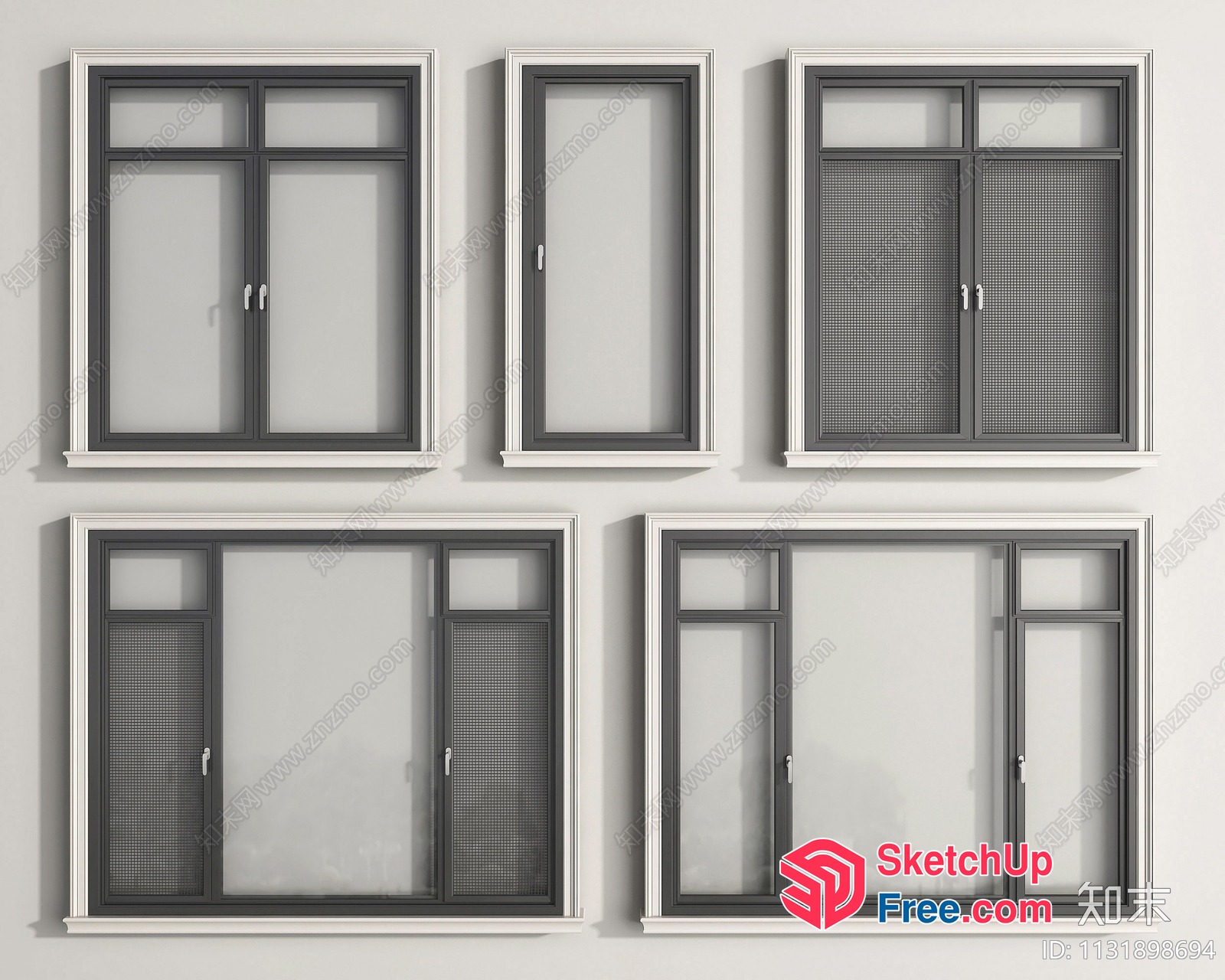Six Window Frames With Various Styles 3D SketchUp File