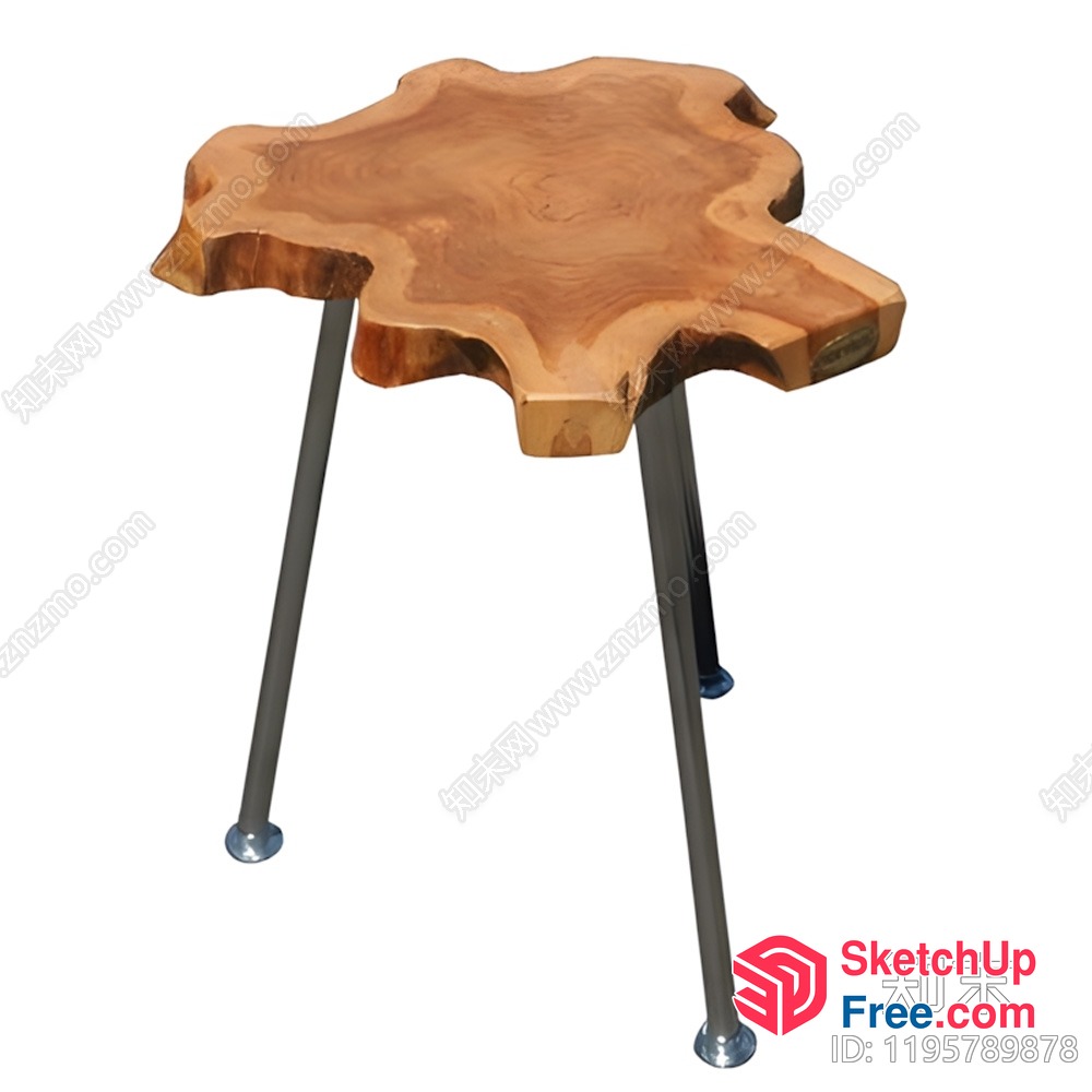 Rustic Wooden Table With Ornate Edges 3D SketchUp File