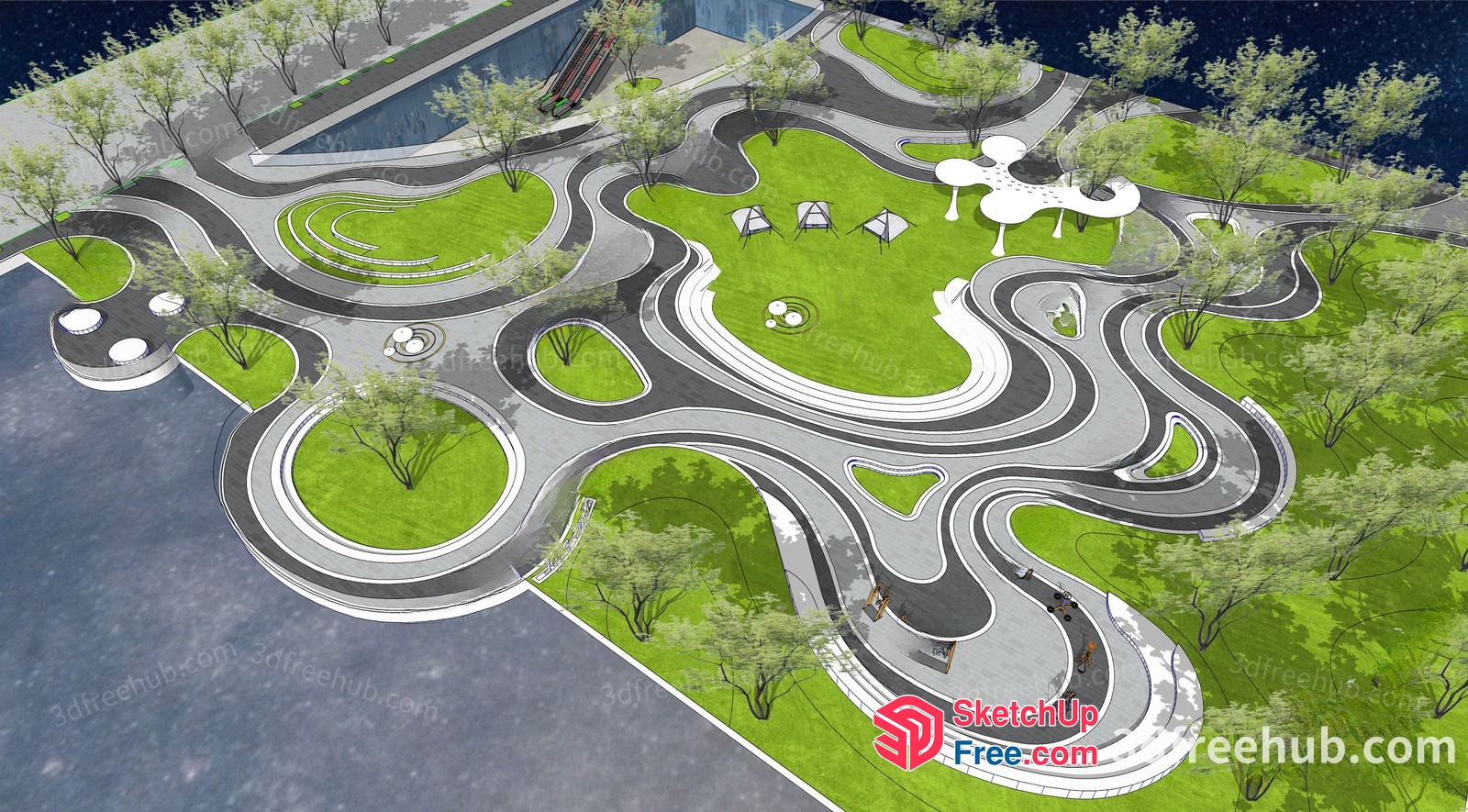 Winding Road Design 3D SketchUp File