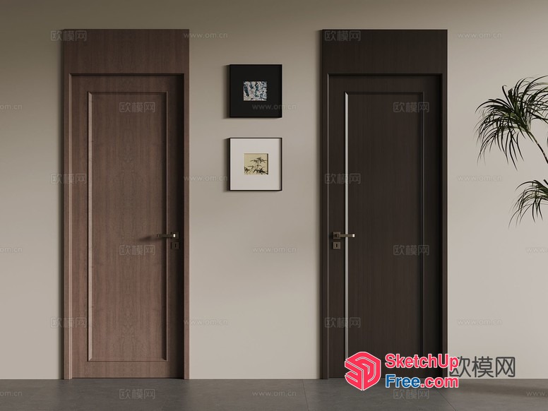 Two Doors And Two Pictures On The Wall 3D SketchUp File