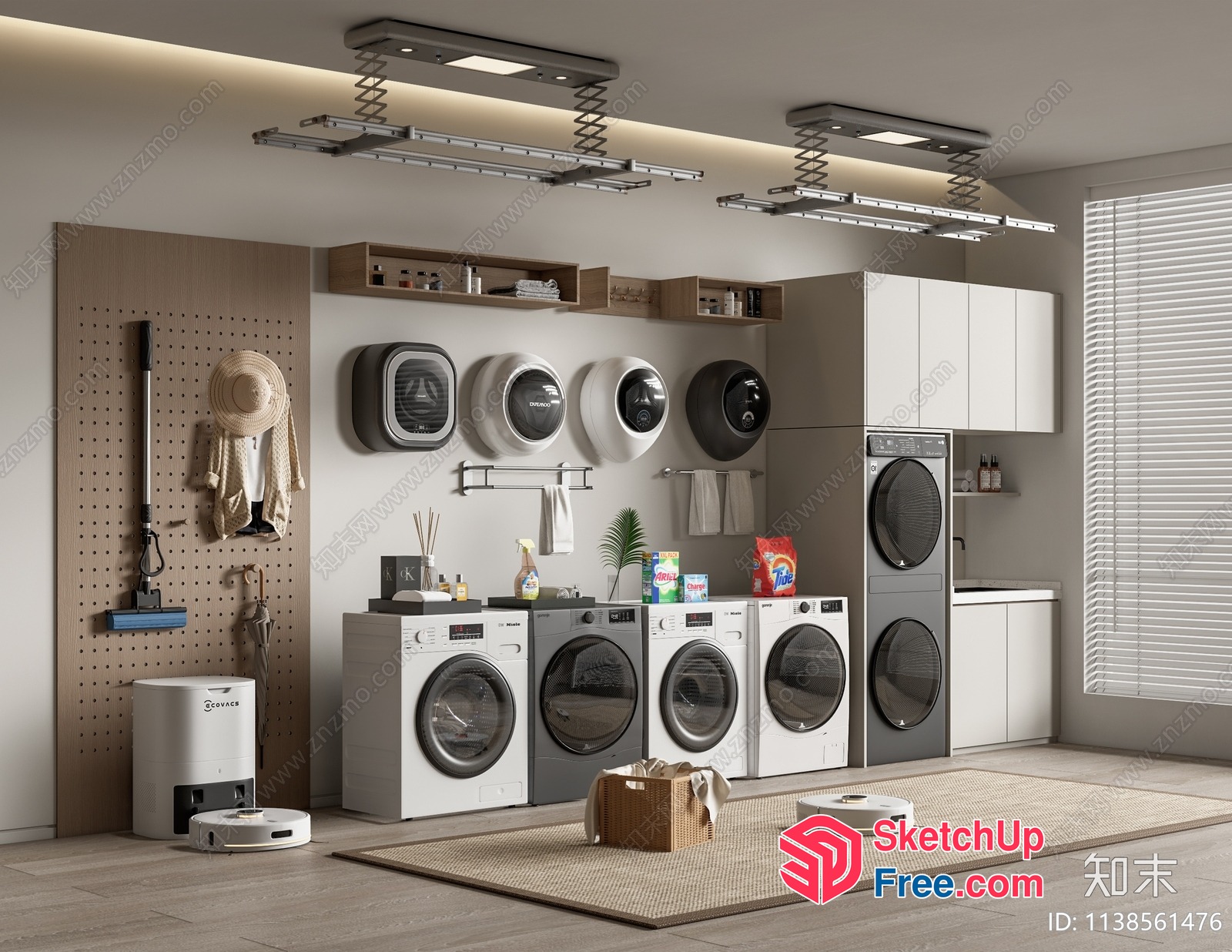 Modern Laundry Room With Appliances And Storage 3D SketchUp File